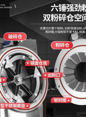 流水式材粉碎机商用超细研磨打粉机多功能水冷三七效磨粉机