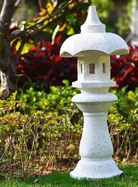 新中日式庭院户外石塔灯复仿古花园禅意造景观摆件太阳能草地宫灯