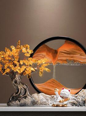 大笔进财流沙画摆件招财猫办公室客厅电视柜酒柜装饰乔迁新居礼品