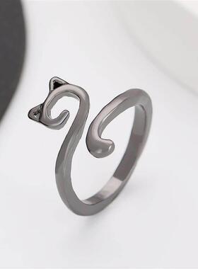 Opening Adjustable Fashion Animal Cat Ring Jewelry欧美猫戒指