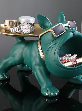 入户门口放厅钥装匙纳摆件客轻奢收ZZR550鞋柜玄关托盘斗牛犬搬家