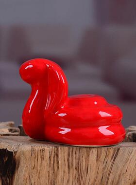 十二生肖摆件小号红色老鼠牛虎兔龙蛇马羊猴鸡狗猪陶瓷装饰品摆设