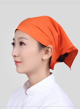 厨房可调节饭店餐厅工作日式女服务员亲子儿童头巾厨师帽子三角巾