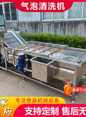 工厂用果蔬气泡清洗机秋月梨气泡清洗风干线人参果鼓泡翻浪清洗机