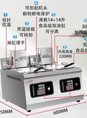商用8升电炸炉全自动升降双缸炸炉电油炸锅炸串炸鸡大容量油炸炉
