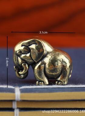 黄铜实心非洲三宝复古写实可爱大象河马犀牛黄铜小摆件茶宠手把件