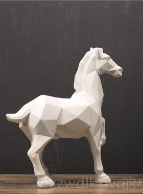 新款马抽象装厅饰摆件北欧客创意现代简约几何折纸家居装饰品动物