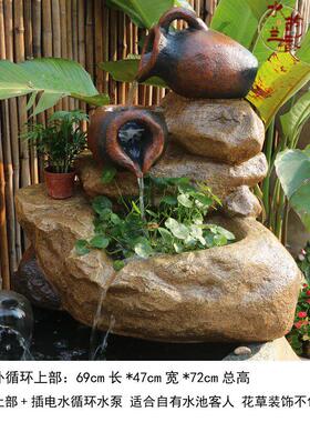 中式太阳能招财貔貅流水摆件养鱼缸喷泉装饰造景观水循环水景增氧