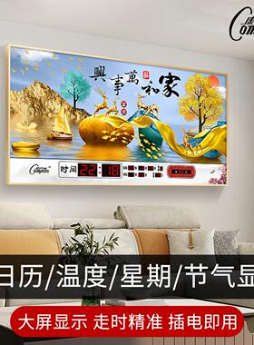 电子万年历客挂钟表家挂墙厅KW1071音卫用星自动对时装静饰画钟表