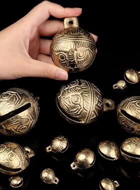 直销新款铜铃铛 宠物狗狗项圈挂件古法虎头铃铛 黄铜饰品配件材料