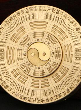 罗盘陀螺指尖实心八卦双面旋转便携指南针64六十四卦黄铜手把件