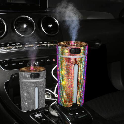 汽车空气净化器镶钻加湿器汽车用喷雾香薰机车内氛围灯氧吧小型 - 图1