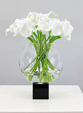 现代简约仿真白色手感PU马蹄莲花艺软装茶几餐厅售楼部洽谈桌摆件