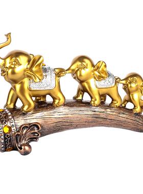 欧式家居装饰大象客厅酒柜电视柜玄关创意工艺品摆件三只小象摆件
