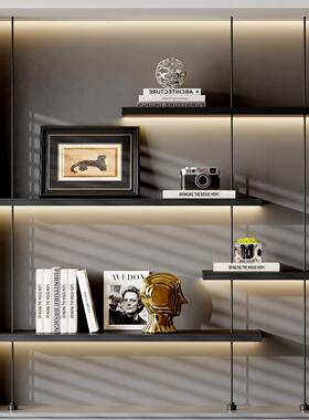 意式现代黑金艺术摆件轻奢别墅客厅样板房书柜壁龛酒柜高级感软装