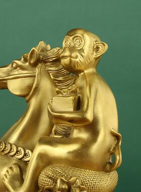 黄马上封241铜侯摆生肖猴肖马办公室桌面摆件生家居件装饰用品