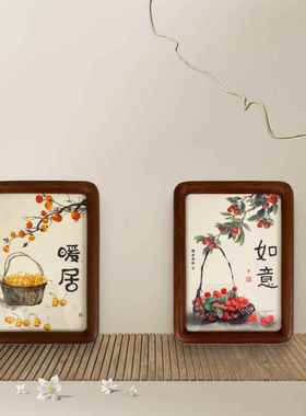 (如意暖卯居）7刻寸家居实NPU摆件榫木框复装饰画