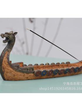 端午节龙舟神韵香托香板香盒香插龙舟帆船摆件香座新房家居饰品