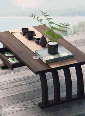中式飘窗小茶几榻榻米简约窗台阳台楠竹茶桌矮桌地毯小型桌子坐地
