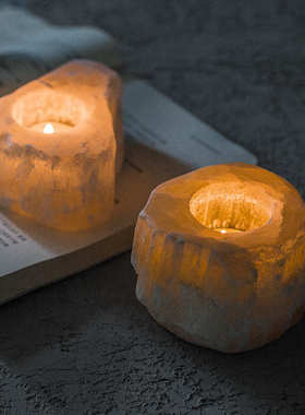 自然矿石烛台石膏矿石浪漫香薰烛台现代简约酒吧西餐民宿家居光源