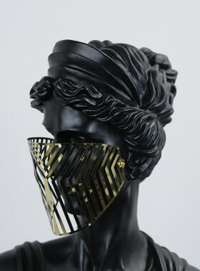 现代简约树脂镂空面罩人样板房客厅书房售楼处桌面时尚轻装饰品