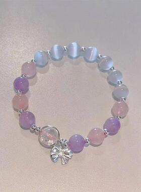 猫眼石ins水晶蝴蝶手链小众手链