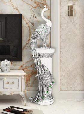 孔雀大型落地电视柜摆件轻奢高档欧式客厅玄关新房乔迁礼物装饰品