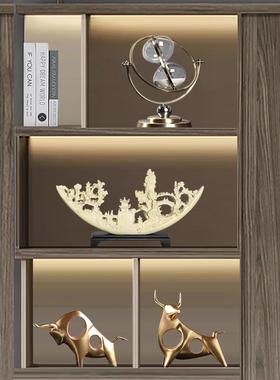 高档公室子装饰品摆件公司柜高办端气上档次新中式大领导老板书柜