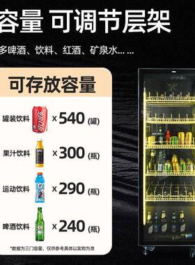 网红酒水柜超市饮料柜酒吧双门啤酒冷藏柜商用展示柜冷藏保鲜柜