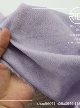 现货斜纹锦纶亚麻人棉混纺梭织布连衣裙裤子衬衫服装面料春夏
