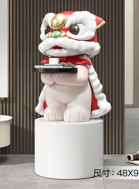 高档国潮醒狮落地件家居饰品客厅家玄关雕摆塑新年开业迁礼物乔用