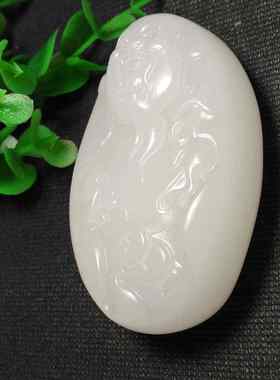 玉器白玉手把件 阿富汗玉白玉财神手把件批发