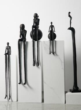 迎宾人物雕塑抽象铁艺摆件酒店售楼处软装搭配客厅玄关装置艺术品