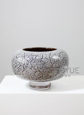 现简高脚ZCO灰白色餐冰裂纹琉约璃代花瓶客厅茶几样板间厅家居软