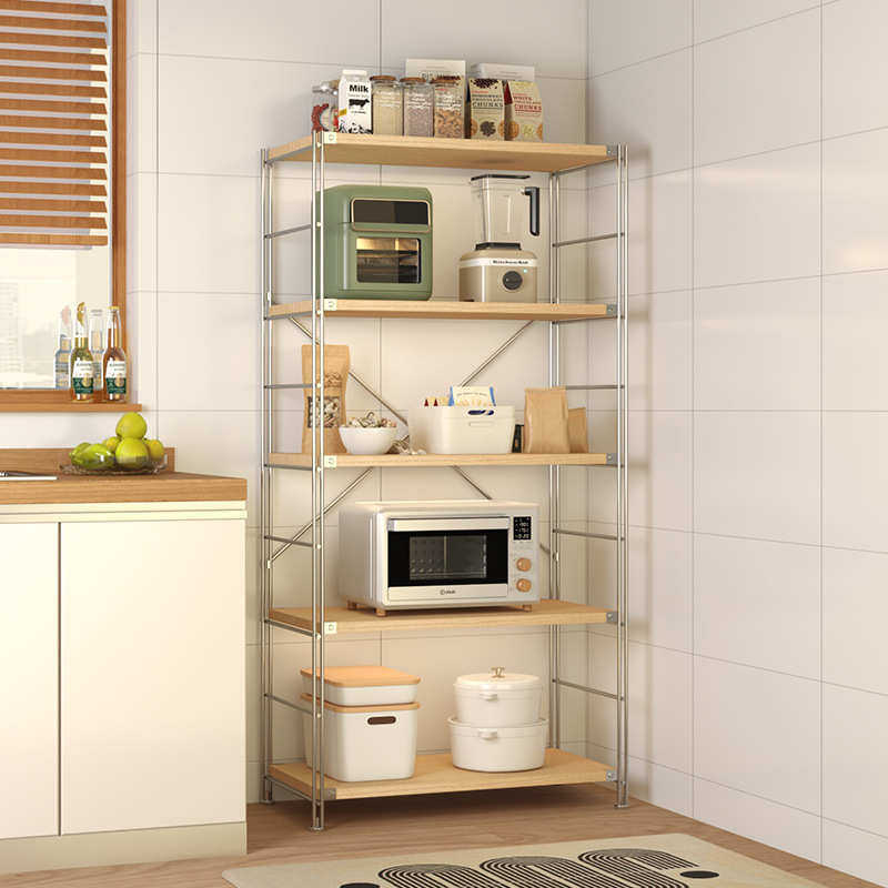 厨房置物架微波炉烤箱收纳架中古风展示架家用多层储物架组合架,淘宝优惠券,粉丝福利购,淘宝优惠卷