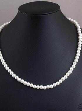 白色珍珠项炼拍照摄影道具大颗彷珍珠长版项炼旗袍婚纱礼服配饰品