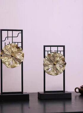 样新中式金属艺术工艺板品摆件客厅电家视柜酒店068房居桌面软装