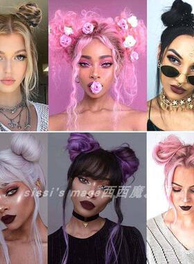 Mini Cat Ears Hair Bun 半扎抓夹女发苞鲨鱼夹cos假发发包丸子头