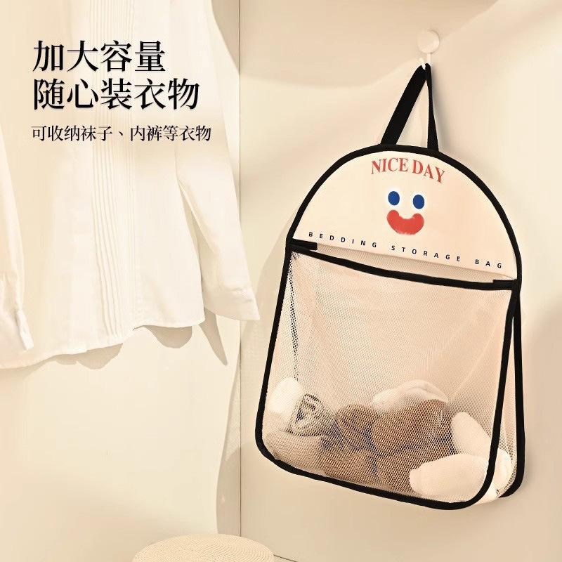 内衣袜子收纳挂袋宿舍衣柜居家床头卧室门墙上悬挂网兜大创收纳袋 - 图3