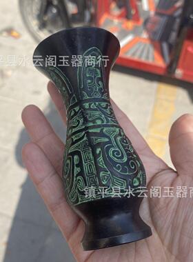 仿SDR001青铜复器凤纹瓶摆装饰铜件礼品古青器道具酒樽花瓶工艺品