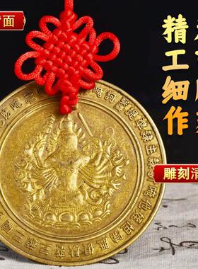 准提镜纯铜摆件圆形平面镜挂件光面镜子千手菩萨大门装饰结婚铜镜