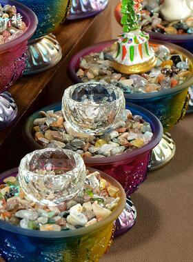 琉璃贡水杯 客厅八供套装摆件 家居用品八吉祥八贡碗海螺朵玛组合