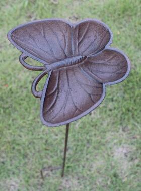 覆古田园别墅庭院铸铁铁艺喂鸟器鸟食盆花园草地装饰品摆件花插