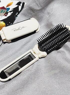 1Pc Foldable Hair Brush With Mirror Mini Massage Comb Head A