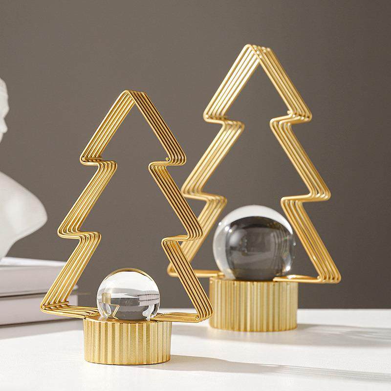 客厅电视柜摆件轻奢高档2025新款创意铁艺圣诞树水晶球客厅电视柜,淘宝优惠券,粉丝福利购,淘宝优惠卷