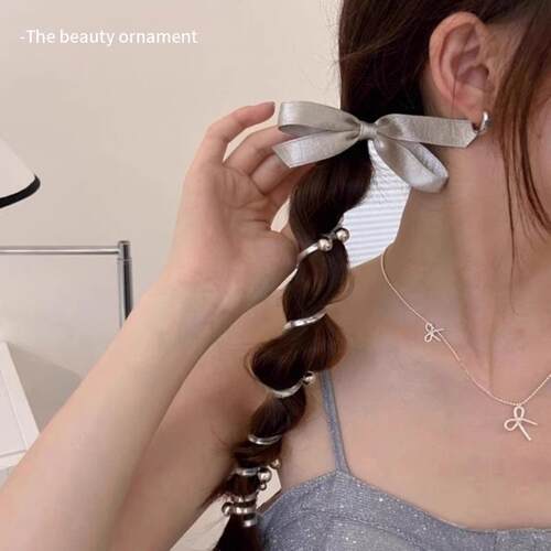 Bow-shaped bead telephone wire hair ties for women, 2024 new - 图0