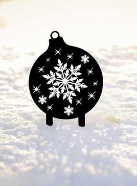 跨境新属圣诞坪节装饰雪金地老人插20240723外牌雪人户草花园镂空