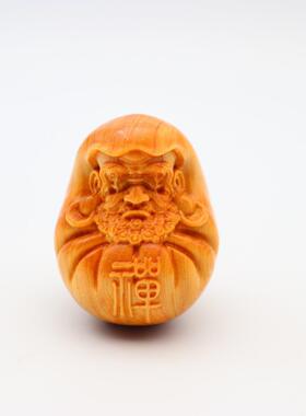 崖柏小叶黄杨木达摩祖师禅道招财手把玩件现代中式车载挂件工艺品