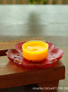 古法琉璃材质多功能荷叶碟子烛台灯座-香插-水果盘-茶托-造型精美