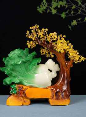 玉白菜摆件客厅隔断酒柜玄关收银台样板房装饰店铺开业礼品大白菜